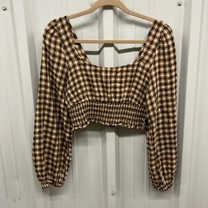 Nordstroms BP Smocked Long Sleeve Crop Top